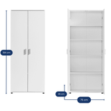 Mehrzweckschrank 75 cm breit mit Türen & Einlegeböden | Vielseitiger Haushaltsschrank für Vorräte, Putzmittel, Akten | Universalschrank für Haushalt, Flur, Büro, Keller | 75x35x184 cm (BxTxH) | Weiß