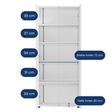 Mehrzweckschrank 75 cm breit mit Türen & Einlegeböden | Vielseitiger Haushaltsschrank für Vorräte, Putzmittel, Akten | Universalschrank für Haushalt, Flur, Büro, Keller | 75x35x184 cm (BxTxH) | Weiß