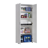 Mehrzweckschrank 75 cm breit mit Türen & Einlegeböden | Vielseitiger Haushaltsschrank für Vorräte, Putzmittel, Akten | Universalschrank für Haushalt, Flur, Büro, Keller | 75x35x184 cm (BxTxH) | Weiß