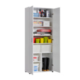 Mehrzweckschrank 75 cm breit mit Türen & Einlegeböden | Vielseitiger Haushaltsschrank für Vorräte, Putzmittel, Akten | Universalschrank für Haushalt, Flur, Büro, Keller | 75x35x184 cm (BxTxH) | Weiß