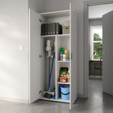 Mehrzweckschrank 75 cm breit mit Türen & Einlegeböden | Vielseitiger Haushaltsschrank für Vorräte, Putzmittel, Akten | Universalschrank für Haushalt, Flur, Büro, Keller | 75x35x184 cm (BxTxH) | Weiß