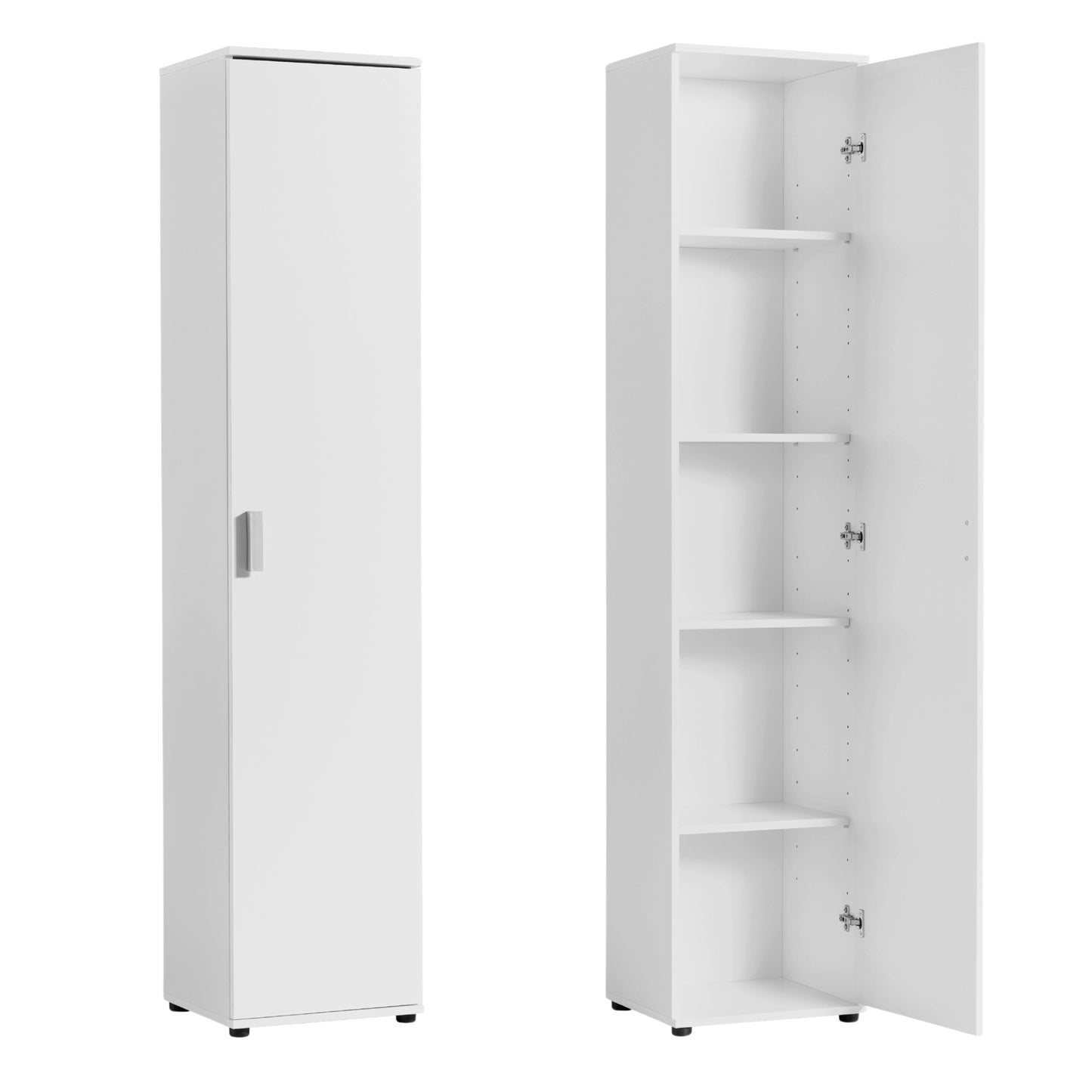Schmaler Mehrzweckschrank 40 cm breit mit 1 Tür & 4 Einlegeböden | Universalschrank Haushaltsschrank für Haushalt, Flur, Büro oder Schlafzimmer | 40x35x184 cm (BxTxH)
