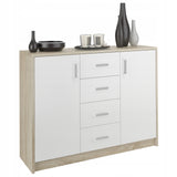 Kommode Flur, Kommoden, Schlafzimmer Kommode | Mit 2 Türen & 4 Schubladen | Hochwertig & Funktional | 110x35x85 cm (BxTxH)
