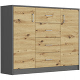 Kommode Flur, Kommoden, Schlafzimmer Kommode | Mit 2 Türen & 4 Schubladen | Hochwertig & Funktional | 110x35x85 cm (BxTxH)