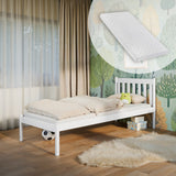 Kinderbett 90x200 mit Lattenrost und optionaler Matratze, Massivholz weiß, Einzelbett für Kinder & Jugendliche, modernes Design