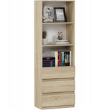 Bücherregal, Holzregal, Regale | Mit 3 Schubladen & 2 Einlegeböden | Stabil & pflegeleicht | 60x33x180 cm (BxTxH)