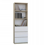 Bücherregal, Holzregal, Regale | Mit 3 Schubladen & 2 Einlegeböden | Stabil & pflegeleicht | 60x33x180 cm (BxTxH)