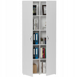 Regal mit Tür, Bücherregal, Holzregal | Platzsparend & geräumig für Büro, Flur, Arbeitszimmer | 80x30x180 cm (BxTxH)