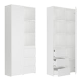 Regal mit Tür, Bücherregal, Holzregal | Platzsparend & geräumig für Büro, Flur, Arbeitszimmer | 80x30x180 cm (BxTxH)