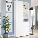 Regal mit Tür, Bücherregal, Holzregal | Platzsparend & geräumig für Büro, Flur, Arbeitszimmer | 80x30x180 cm (BxTxH)