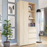 Regal mit Tür, Bücherregal, Holzregal | Platzsparend & geräumig für Büro, Flur, Arbeitszimmer | 80x30x180 cm (BxTxH)