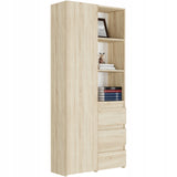 Regal mit Tür, Bücherregal, Holzregal | Platzsparend & geräumig für Büro, Flur, Arbeitszimmer | 80x30x180 cm (BxTxH)