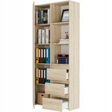 Regal mit Tür, Bücherregal, Holzregal | Platzsparend & geräumig für Büro, Flur, Arbeitszimmer | 80x30x180 cm (BxTxH)