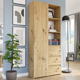 Regal mit Tür, Bücherregal, Holzregal | Platzsparend & geräumig für Büro, Flur, Arbeitszimmer | 80x30x180 cm (BxTxH)