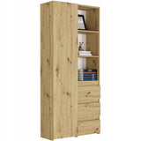 Regal mit Tür, Bücherregal, Holzregal | Platzsparend & geräumig für Büro, Flur, Arbeitszimmer | 80x30x180 cm (BxTxH)