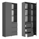 Regal mit Tür, Bücherregal, Holzregal | Platzsparend & geräumig für Büro, Flur, Arbeitszimmer | 80x30x180 cm (BxTxH)