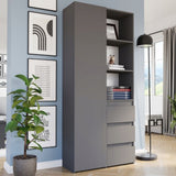 Regal mit Tür, Bücherregal, Holzregal | Platzsparend & geräumig für Büro, Flur, Arbeitszimmer | 80x30x180 cm (BxTxH)