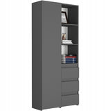 Regal mit Tür, Bücherregal, Holzregal | Platzsparend & geräumig für Büro, Flur, Arbeitszimmer | 80x30x180 cm (BxTxH)