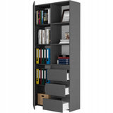 Regal mit Tür, Bücherregal, Holzregal | Platzsparend & geräumig für Büro, Flur, Arbeitszimmer | 80x30x180 cm (BxTxH)