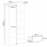 Regal mit Tür, Bücherregal, Holzregal | Platzsparend & geräumig für Büro, Flur, Arbeitszimmer | 80x30x180 cm (BxTxH)