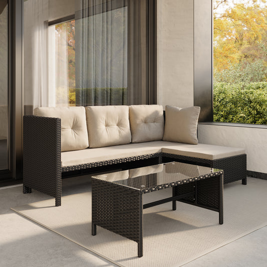 Gartenmöbel Set Lounge Möbel Outdoor Gartenlounge Outdoor Gartenmöbel Gartenlounge Set | Mit Couchtisch & gemütlichen Polstern | Für Terrasse, Balkon oder Garten | 180x120x72 cm (BxTxH) | Dunkelgrau