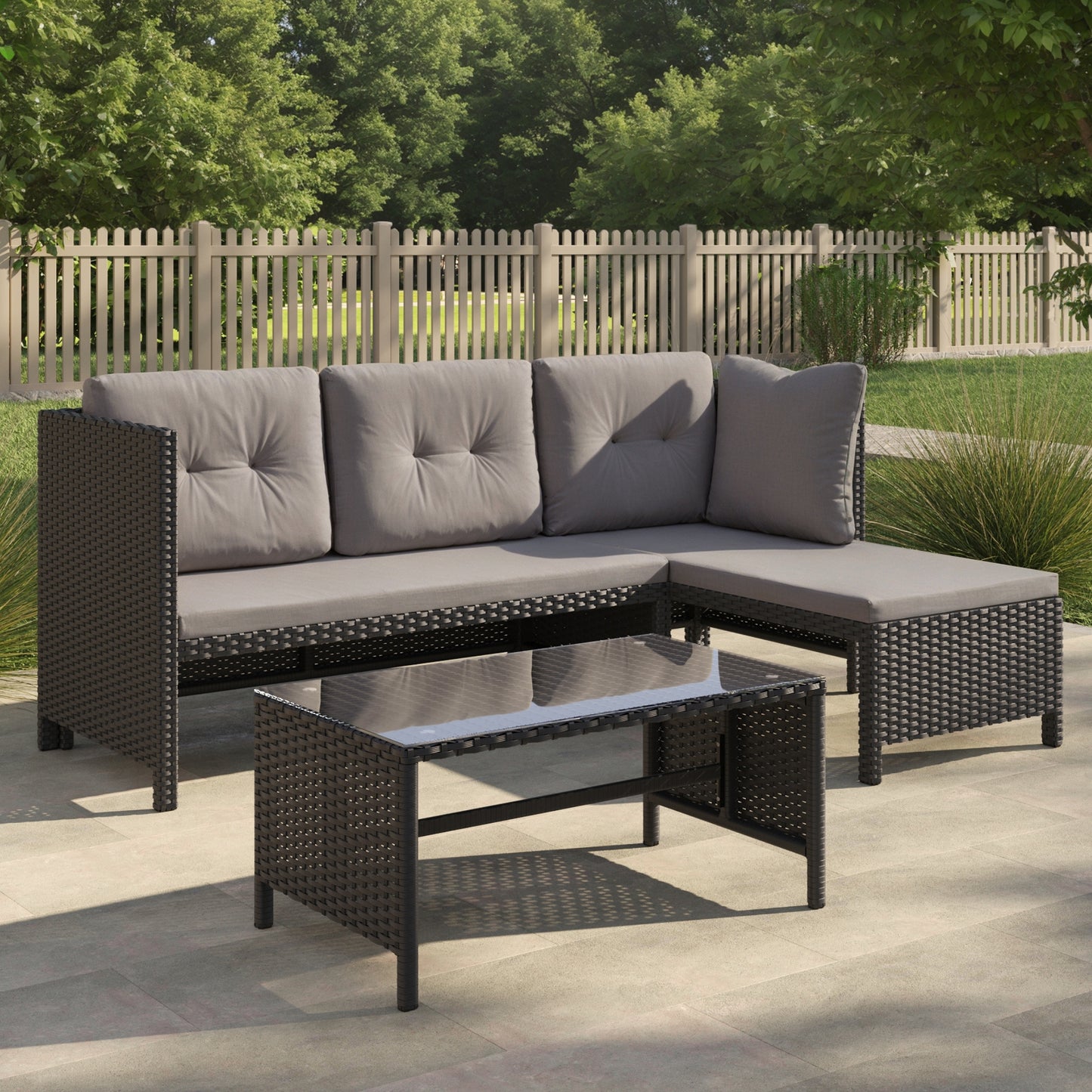 Gartenmöbel Set Lounge Möbel Outdoor Gartenlounge Outdoor-Sofa Polyrattan | Mit Couchtisch & gemütlichen Polstern | Für Terrasse, Balkon oder Garten | 180x120x72 cm (BxTxH)