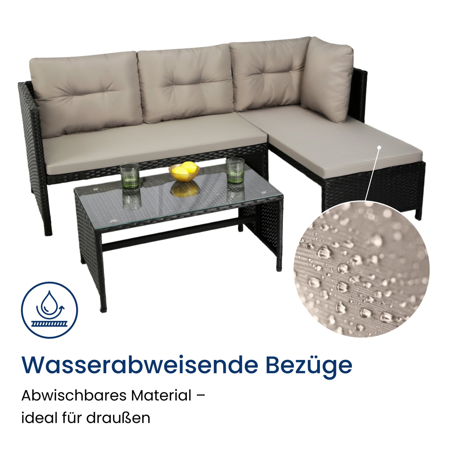 Gartenmöbel Set Lounge Möbel Outdoor Gartenlounge Outdoor Gartenmöbel Gartenlounge Set | Mit Couchtisch & gemütlichen Polstern | Für Terrasse, Balkon oder Garten | 180x120x72 cm (BxTxH) | Dunkelgrau