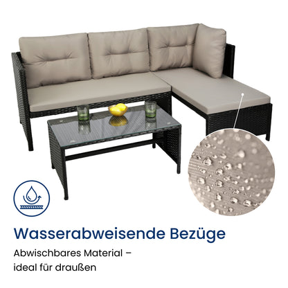 Gartenmöbel Set Lounge Möbel Outdoor Gartenlounge Outdoor Gartenmöbel Gartenlounge Set | Mit Couchtisch & gemütlichen Polstern | Für Terrasse, Balkon oder Garten | 180x120x72 cm (BxTxH) | Dunkelgrau