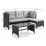 Gartenmöbel Set Lounge Möbel Outdoor Gartenlounge Outdoor-Sofa Polyrattan | Mit Couchtisch & gemütlichen Polstern | Für Terrasse, Balkon oder Garten | 180x120x72 cm (BxTxH)