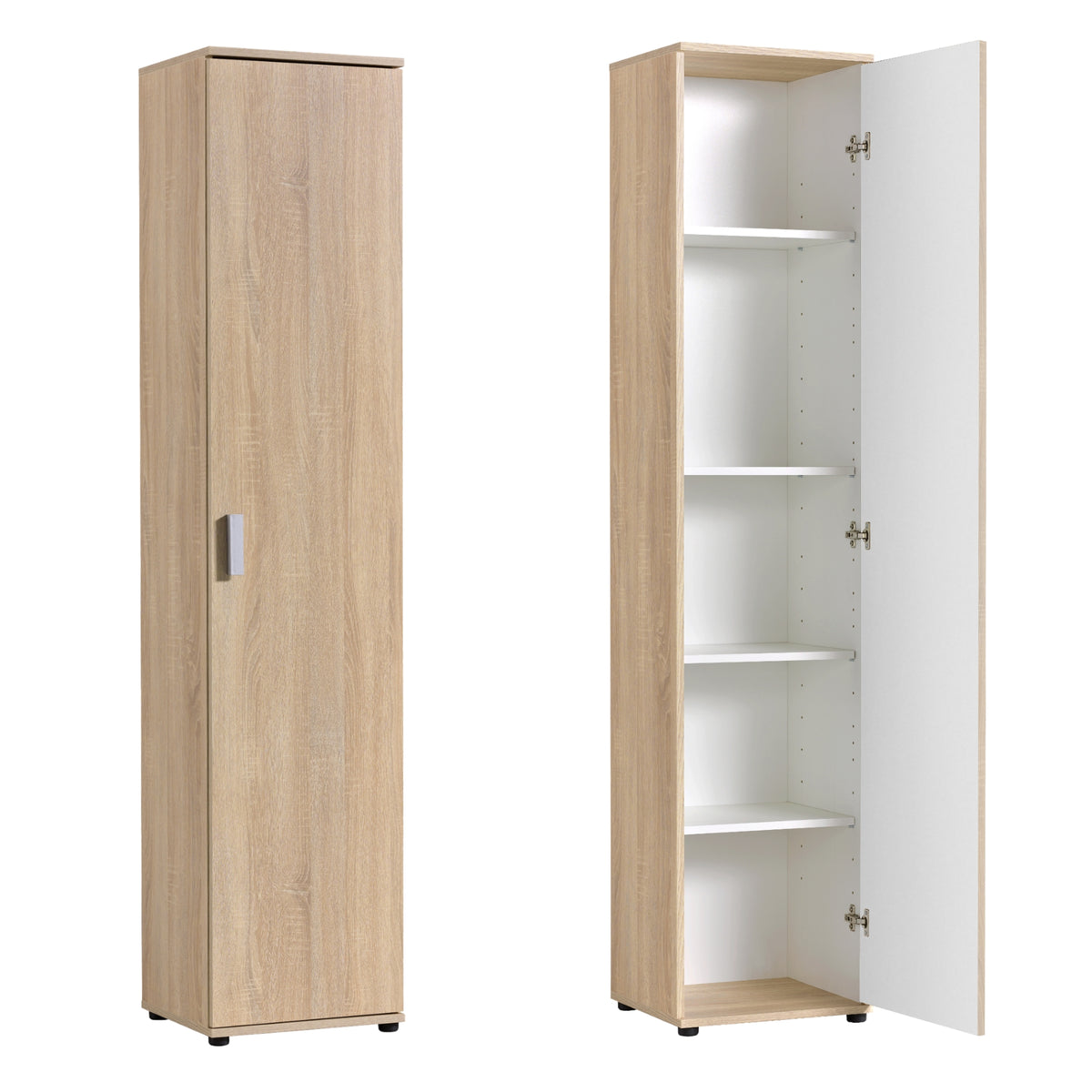 Schmaler Mehrzweckschrank 40 cm breit mit 1 Tür & 4 Einlegeböden