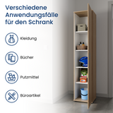 Schmaler Mehrzweckschrank 40 cm breit mit 1 Tür & 4 Einlegeböden | Universalschrank Haushaltsschrank für Haushalt, Flur, Büro oder Schlafzimmer | 40x35x184 cm (BxTxH)