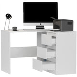 Eckschreibtisch mit Stauraum, Ecktisch, Schreibtisch L-Form | 112x87x76 cm (BxTxH) | Linken und Rechten Seite Schubladen