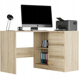 Eckschreibtisch mit Stauraum, Ecktisch, Schreibtisch L-Form | 112x87x76 cm (BxTxH) | Linken und Rechten Seite Schubladen