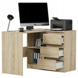 Eckschreibtisch mit Stauraum, Ecktisch, Schreibtisch L-Form | 112x87x76 cm (BxTxH) | Linken und Rechten Seite Schubladen