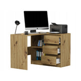 Eckschreibtisch mit Stauraum, Ecktisch, Schreibtisch L-Form | 112x87x76 cm (BxTxH) | Linken und Rechten Seite Schubladen