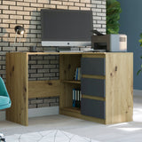 Eckschreibtisch mit Stauraum, Ecktisch, Schreibtisch L-Form | 112x87x76 cm (BxTxH) | Linken und Rechten Seite Schubladen