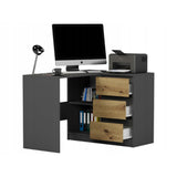 Eckschreibtisch mit Stauraum, Ecktisch, Schreibtisch L-Form | 112x87x76 cm (BxTxH) | Linken und Rechten Seite Schubladen