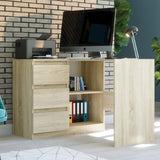 Eckschreibtisch mit Stauraum, Ecktisch, Schreibtisch L-Form | 112x87x76 cm (BxTxH) | Linken und Rechten Seite Schubladen