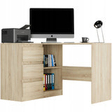 Eckschreibtisch mit Stauraum, Ecktisch, Schreibtisch L-Form | 112x87x76 cm (BxTxH) | Linken und Rechten Seite Schubladen