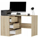 Eckschreibtisch mit Stauraum, Ecktisch, Schreibtisch L-Form | 112x87x76 cm (BxTxH) | Linken und Rechten Seite Schubladen