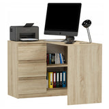 Eckschreibtisch mit Stauraum, Ecktisch, Schreibtisch L-Form | 112x87x76 cm (BxTxH) | Linken und Rechten Seite Schubladen