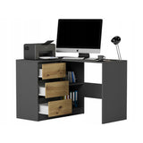 Eckschreibtisch mit Stauraum, Ecktisch, Schreibtisch L-Form | 112x87x76 cm (BxTxH) | Linken und Rechten Seite Schubladen