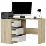 Eckschreibtisch mit Stauraum, Ecktisch, Schreibtisch L-Form | 112x87x76 cm (BxTxH) | Linken und Rechten Seite Schubladen