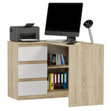 Eckschreibtisch mit Stauraum, Ecktisch, Schreibtisch L-Form | 112x87x76 cm (BxTxH) | Linken und Rechten Seite Schubladen