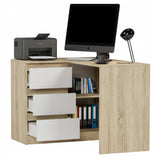 Eckschreibtisch mit Stauraum, Ecktisch, Schreibtisch L-Form | 112x87x76 cm (BxTxH) | Linken und Rechten Seite Schubladen
