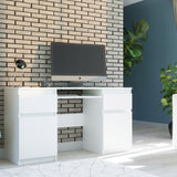 Eckschreibtisch mit Stauraum, Schreibtisch mit Schubladen, Computertisch | 2 Schubladen, 2 Türen, Tastaturablage | Stabil & modern | 135x50x76 cm (BxTxH)