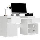 Eckschreibtisch mit Stauraum, Schreibtisch mit Schubladen, Computertisch | 2 Schubladen, 2 Türen, Tastaturablage | Stabil & modern | 135x50x76 cm (BxTxH)