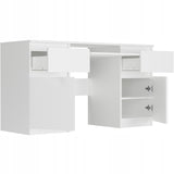 Eckschreibtisch mit Stauraum, Schreibtisch mit Schubladen, Computertisch | 2 Schubladen, 2 Türen, Tastaturablage | Stabil & modern | 135x50x76 cm (BxTxH)