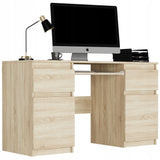 Eckschreibtisch mit Stauraum, Schreibtisch mit Schubladen, Computertisch | 2 Schubladen, 2 Türen, Tastaturablage | Stabil & modern | 135x50x76 cm (BxTxH)