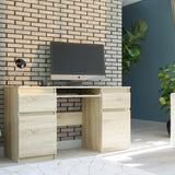 Eckschreibtisch mit Stauraum, Schreibtisch mit Schubladen, Computertisch | 2 Schubladen, 2 Türen, Tastaturablage | Stabil & modern | 135x50x76 cm (BxTxH)